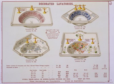 Decorated Lavatories from a catalogue of sanitary wares produced by Morrison, Ingram & Co., Manchester by English School
